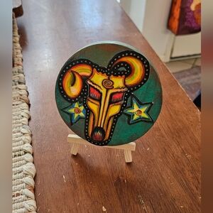 Original Art MexicArt Bull Skull Sugar Skulls